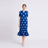 Miyake dress women's polka dot printing temperament advanced sense loose and thin temperament short sleeve summer pleated A-shaped skirt