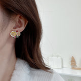 2025 pastoral style small fresh flowers asymmetrical drop stud earrings women's s925 silver needle super fairy temperament light luxury earrings
