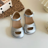 KAMAMES Girls' Korean-Style Mary Jane Closed Toe Sandals  Spring and Summer New Classic Style Pearl Princess Shoes Western Style Small Leather Shoes