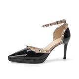 2025 8088-23 One-word waterproof table bag head hollow sandals female sexy pointed thin heel rivet high heels are not tired