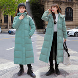 Women in cotton-padded clothes 2024 winter new Korean version over the knee extended student bf loose thickened cotton-padded jacket jacket women in cotton-padded clothes