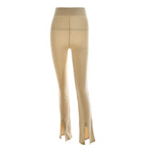2025 style  summer new casual trousers female sexy high waist micro pull type Internet celebrity hot girl split tight pants