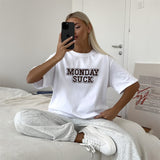 2025 Popular trade design bead piece letter loose T-shirt top women's summer new street versatile short-sleeved T-shirt women