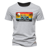KAMAMES 2025 Clearance Treatment Summer Casual Printing Men's Short Sleeve T-Shirt Cotton Crew Neck Fashion Sports Breathable Pure Cotton Bottom Shirt