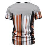 KAMAMES 2025 Clearance processing New men's t-shirt short-sleeved heavy popular new 2025 pure cotton vertical stripe casual half-sleeve men