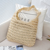 KAMAMES Bag Large Capacity Woven Bag Fashion All-Match Seaside Vacation Leisure Beach Bag Hollow Shoulder Bag Hand Bag