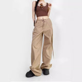 kamames NEWn-Style HOTan and NEWn-Style Design Sense Loose Bow Overalls Women's Hot Girl Straight Pants Casual Paratrooper Pants