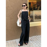 2025 THE MIND denim suspender jumpsuit women's 2025 summer new waist and thin with fanny pack jumpsuit 055AX