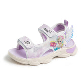 KAMAMES Princess Sandals for Girls Summer New Polyurethane Soft-Soled Velcro Little Girl's Shoes Open Toe Cartoon Beach Shoes