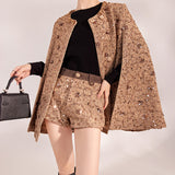 Autumn and winter  new high-end heavy industry sequined neckline bead design flower jacket cape women MX129