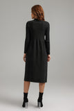 kamames Olive Long-Sleeves Knitted Midi Dress