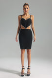 kamames Phoebe Heart Diamond Embellished Midi Bandage Dress