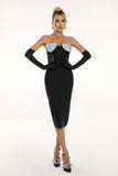 kamames Pom Diamante Strapless Bandage Dress