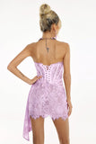 kamames Prudence Asymmetric Lace Mini Dress