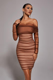 kamames Rowena Ruched Mesh Bandage Midi Dress