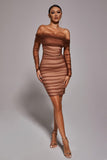 kamames Rowena Ruched Mesh Bandage Midi Dress