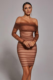 kamames Rowena Ruched Mesh Bandage Midi Dress