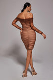 kamames Rowena Ruched Mesh Bandage Midi Dress