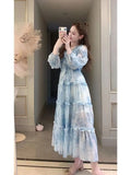 Kamames  -  Long Sleeve Strenchy Wasit Ruffled Long Dress  vestidos cortos de fiesta Wedding Dresses Prom Dress Chiffon Party Dress vestido