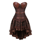 Kamames Carnival Medieval Steampunk Gothic Leather Vest Women Palace Vintage Corset Girdle Waistband Sexy Slim Retro Bodycon Party Dress