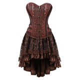 Kamames Carnival Medieval Steampunk Gothic Leather Vest Women Palace Vintage Corset Girdle Waistband Sexy Slim Retro Bodycon Party Dress