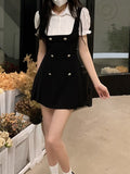 Kamames Sweet Mini Fake Two Dress Puff Sleeve Summer French Elegant Short Party Dress Woman Casual Korea Fashion Vintage Dress Slim