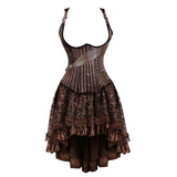 Kamames Carnival Medieval Steampunk Gothic Leather Vest Women Palace Vintage Corset Girdle Waistband Sexy Slim Retro Bodycon Party Dress