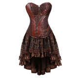 Kamames Carnival Medieval Steampunk Gothic Leather Vest Women Palace Vintage Corset Girdle Waistband Sexy Slim Retro Bodycon Party Dress