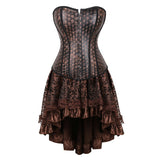 Kamames Carnival Medieval Steampunk Gothic Leather Vest Women Palace Vintage Corset Girdle Waistband Sexy Slim Retro Bodycon Party Dress