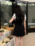 Kamames Sweet Mini Fake Two Dress Puff Sleeve Summer French Elegant Short Party Dress Woman Casual Korea Fashion Vintage Dress Slim