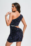 Kamames Saloiy One Shoulder Sequin Mini Dress