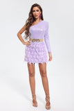 kamames Satu One Shoulder Sequins Dress - Purple