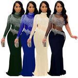 Kamames  Sequin Party Dress Women Sexy Single Sleeve Vintage Elegant Evening Maxi Dress New Fashion Outfits  Wholesale Dropshipping