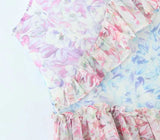 Kamames  floral print asymmetric dress V-neck straps sexy party dress chiffon women ruffled dress new summer ladies dress