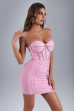 Kamames Siena Diamonate Lace Up Mini Bandage Dress