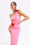 kamames Sigrid Pink One Shoulder Maxi Dress