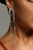 kamames Silver Diamante Tassel Earrings