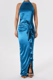 kamames Tara Metallic Halter Maxi Dress