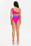 kamames Tine Contrast Color One Shoulder Swimsuit