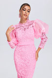 kamames Vercia Puff Sleeve Lace Midi Dress