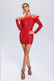 Kamames Wooh Feather Sequin Mini Dress - Red