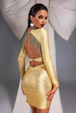 kamames Zora Metallic Tassel Bandage Dress