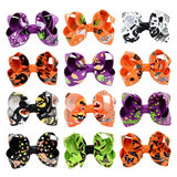 12pcs 12 Colors Pumpkin Halloween Kids Grosgrain Ribbon Bows Barrettes Girl Hairclip Boutique Hairpins Kids Hair Accessories 751