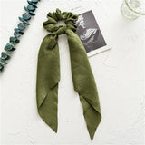 Korean Bow Long Ribbon Hair Scrunchie Chiffon Floral Print Sweet Elastic Hair Band Ponytail Hair Scarf Hair Tie Hair Accessories