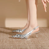 kamames Minority High Heels Silver Baotou Sandals 2024 New Spring And Summer Slippers Fairy Shoes
