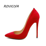 kamames Women Pumps for Wedding Shoes Pointed Toe Sexy High Heels Shoes 12 cm 10 cm Stilettos Red Black plus size 33-45 RM001 ROVICIYA