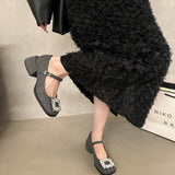 kamames Diamond Mary Jane Women's Shoes 2024 New Spring And Autumn Winter High-Heeled Shoes Black Evening Shoes