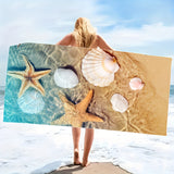 Ultra-Soft Quick-Dry Beach Towel with Starfish & Seahorse Design - Perfect for Swimming, Camping, Yoga & Travel - Absorbent & Lightweight - 59x29.5in or 70x31.4in