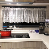 1pc Lace Small Flower Cafe Curtain, Simple And Sweet Lace Small Window Curtain, Rod Pocket, White Window Curtain Suitable For Kitchen And Dining Room, Window And Door Decoration, Cabinet Curtain Home Decor