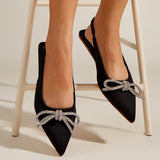 kamames kamames Diamond Bow Dew With Muller Pointed Flat Heel Women's Single Shoes